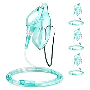 ANSNF 3 Pack Oxygen Mask for Face Adult with 6.6′ Tube & Adjustable Elastic Strap – Size L – NO CUP