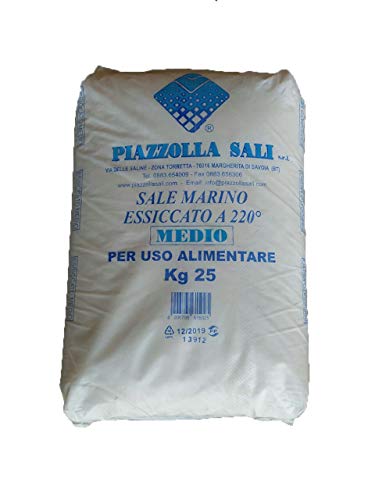 Sal marina mediana 25 kg, uso alimentario, pizzolla sales