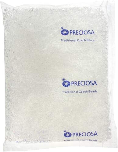 Czech Glass Seed Beads 4/0 (5.1mm Diameter) Transparent Crystal AB DIY Jewelry Making Beads - 500g Bulk Bag by Preciosa (Jablonex)