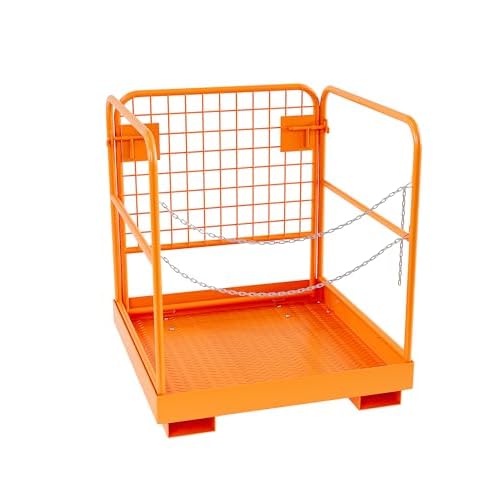 36 in x 36 in Forklift Safety Cage, GarveeTech Max 1800 LBS Heavy Duty Steel Forklift Man Basket, Foldable Forklift Work Platform with Double-Chain Gu