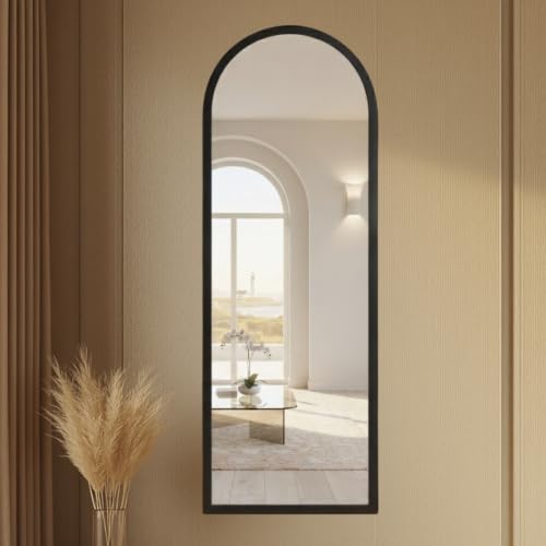Image of Creative Arts n Frames 45X150 CM Full Length Dressing Chevel Long Strong Framed HD Mirror for Bedroom Living Room Home Office (Classic Black 18x60 inch Full Length Framed Arch HD Mirror)