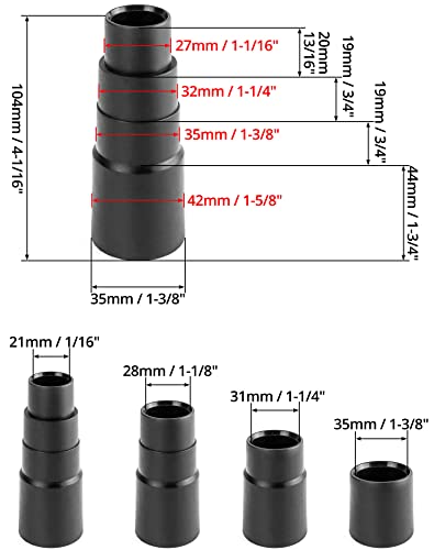 QWORK® 5 Pcs Vacuum Cleaner Adaptor for Power Tools, Universal Dust Extraction Adapter Vacuum Cleaner Hose Converter 21-35 mm Inner Diameter 6 QWORK® 5 Pcs Vacuum Cleaner Adaptor for Power Tools, Universal Dust Extraction Adapter Vacuum Cleaner Hose Converter 21-35 mm Inner Diameter - Image 6