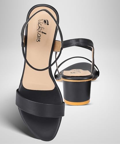 Image of Picktoes Pt-gd602 Women's Black Synthetic Leather Casual Heel Sandal