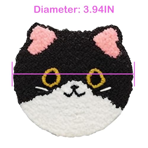 Image of 57lilina 6pcs Coaster Punch Needle Kit for Beginners & Adults, Animal Cat | Complete Step-by-Step Guide Make Punch Stitching Embroidery Art Drink Coasters, Easy DIY Hobby Craft Set for Women Starter