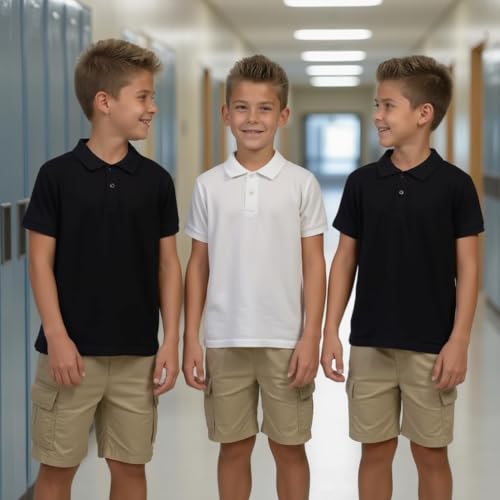 INGEAR Boys Short Sleeve Polo Shirt for School Uniform, Golf or Casual Wear, Performance Polo Shirts for Boys 2PK (US, Alpha, XX-Large, Regular, Turquoise)4