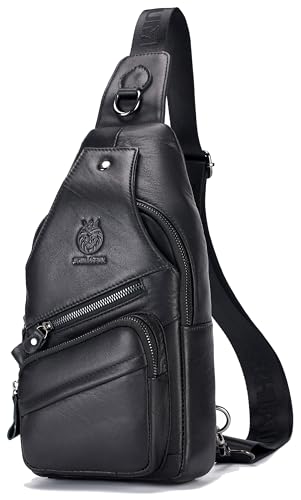 Image of Crossbody Bag for Men Genuine Leather Sling Bag Small Chest Shoulder Bag Durable Men Bag Crossbody