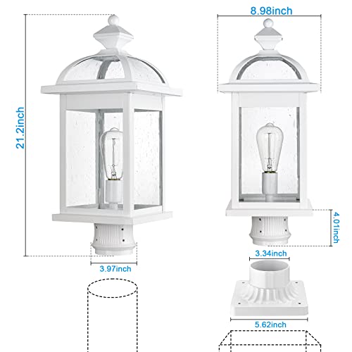 Darkaway Post Lights Outdoor Lamp Post Light Fixture With Seeded Glass Lamp Posts Outdoor Lighting For Patio, Garden, Pathway (Large, White) #TOP1