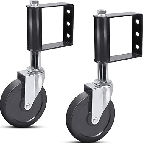 Ronlap Spring Loaded Gate Caster, Heavy Duty Ageing Resistance Rubber Gate Caster with Universal Mount Plate, 100 KG Capacity, 4 Inches, 2 Pack, Black Cover