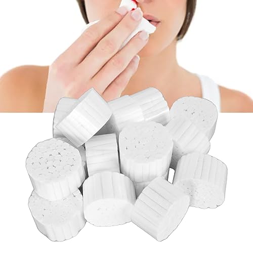 Nasenblutenstopfen, Bequeme Passform, 1000 Stück, Hochsaugfähige Nasenblutenrollen aus Baumwolle mit 20 Clips Unterwegs (3,8 cm)