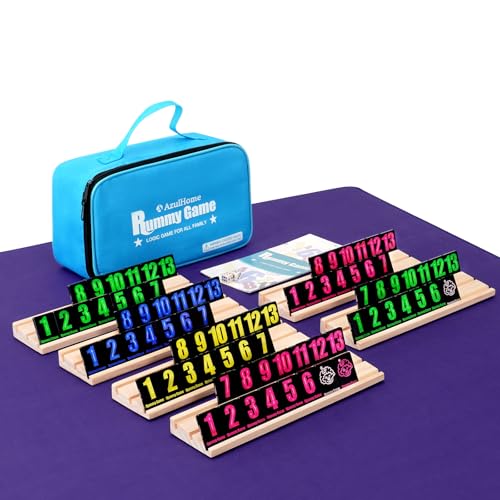 Rummy Cube 6 Player Edition con 6 racks de madera y tapete