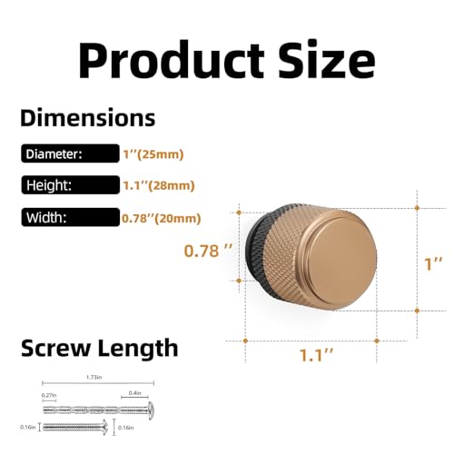 10 Pack Matte Black & Champagne Bronze Kitchen Cabinet Knobs