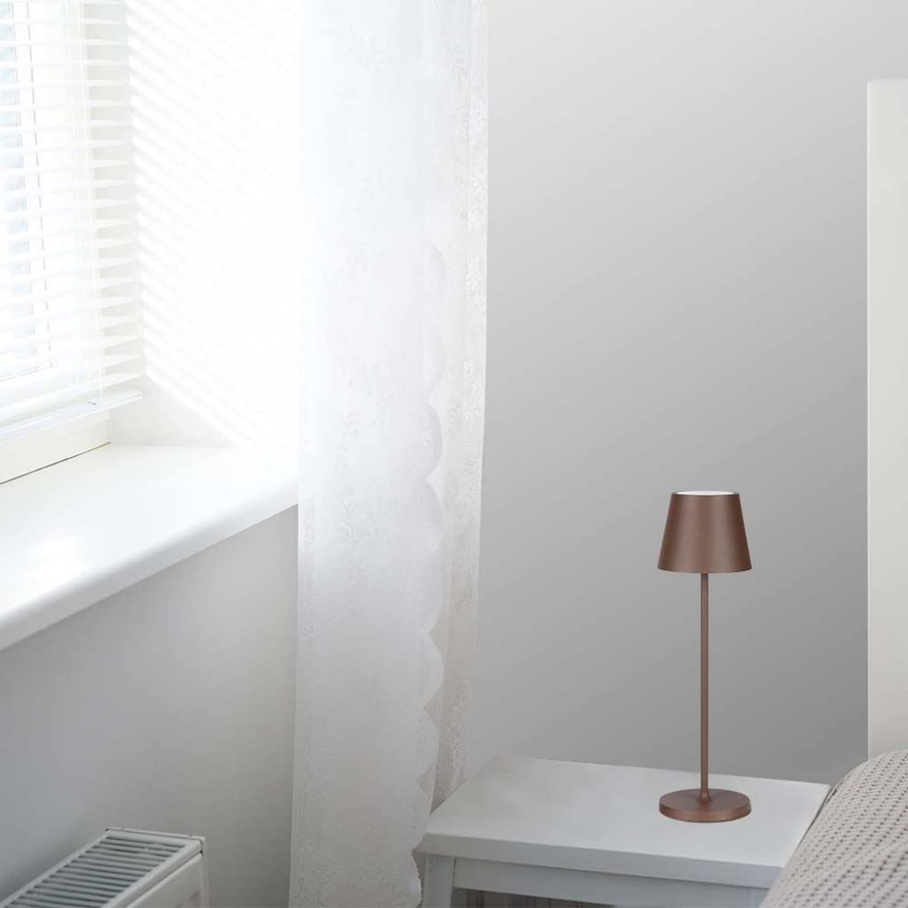 V-TAC Lampada da Tavolo senza Fili LED Dimmerabile in Alluminio – Lampada Marrone Wireless per Uso Interno ed Esterno IP54 da Casa o Ristorante – Design Elegante – Luce Bianca Calda