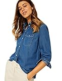 Cecil Damen 342854 Bluse, mid Blue wash, S