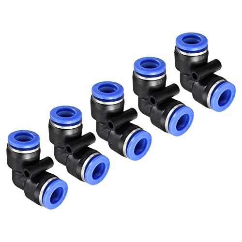 M METERXITY 5 Paquet Coude Pousser pour Connecter Tube Raccord - Pneumatique Air Pousser Rapide Connecte, Appliquer à Tuyau Connexion (10mm OD, Bleu)