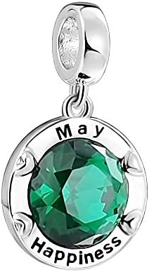 AMATOLOVE Jan-Dec Birthstone Charms for Bracelets Happy Birthday Bead Charm Gifts for Women Girls,Brilliant Round Heart Shape CZ for Choice