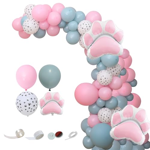 Balloon Combination,99 PCS Dusty Blue Pink Cat Theme Party Balloo...