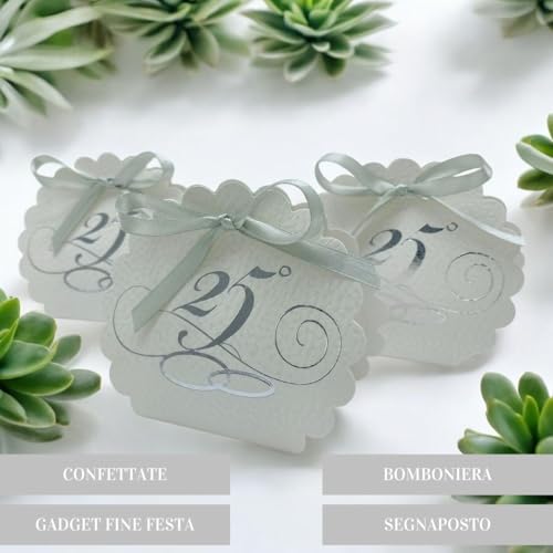 Boîtes à dragées 25 ans couleur argent pour dragées de mariage - 8
