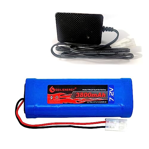 Oxwinou 7.2V 3800Mah High Capacity 6-Cell Nimh Flat Battery Pack, Replacement Hobby Battery For Rc Car, Rc Truck, Rc Boat With Standard Tamiya Connector (1Pack) + 8.6V Output Adapter(1Pack) #TOP9