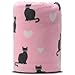 COSMOZ Pink Cat White Heart Pattern Pink Background Soft Lightweight Coral Fleece 230GSM Blanket Throw 50" x 60"
