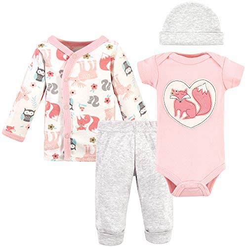 Hudson Baby Unisex Baby Preemie Layette Set 4-Piece, Pink Fox, Preemie