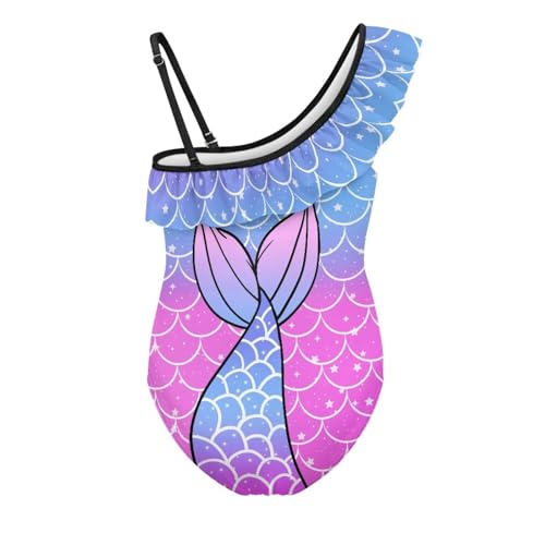 Image of Girls One Piece Bathing Suit,Slim-Fit Ruffle Strap Swimsuit with Adjustable Strap Quick Dry Summer Beach Swim Suit