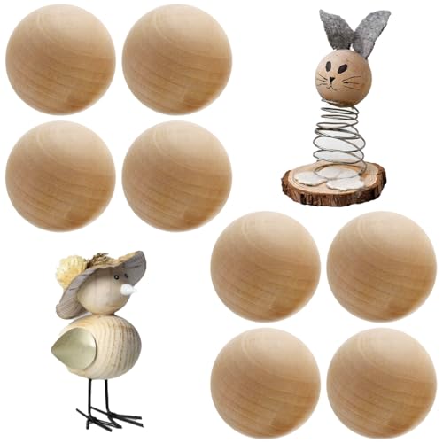 8 Pièces Boule en Bois Non Poreuses, 6 cm de Diamètre, Bois de Lotus Naturel, Lisses et Sans...