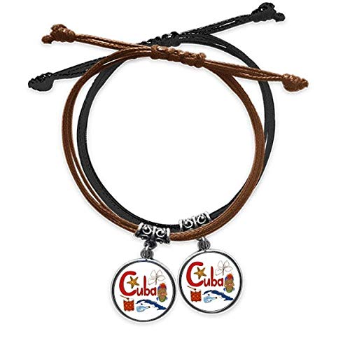 Bracelet cubain cuir double symbole national, le cadeau idéal pour amoureux
