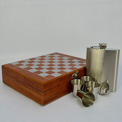 Cantil De Bolso Porta Bebida Whisky Xadrez Prata CBRN14194