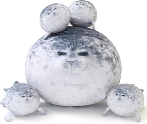 SQEQE Plushie Chubby Seal Plush Family Set, Mama & Baby Stuffed Animals Toys for Ages 3-8 - Ideal Christmas, Easter & Children's Day Gifts Ideas for Boys & Girls