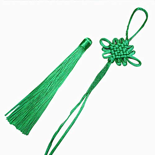Greatangle Semi + finished Tassel Small Chinese Knot Lanyard Office Home Wheel Steer Accesseries Designable With Different Pedants + Dark Green