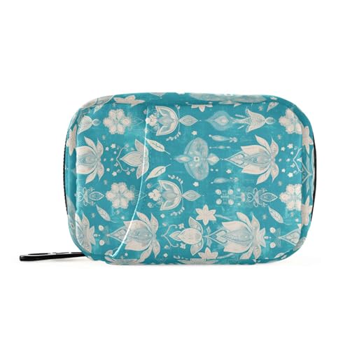 Pastilleros de flores vintage blancas y verdes con compartimentos desmontables, práctico organizador de pastillas de viaje