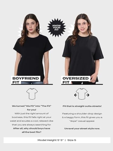 Image of Bewakoof Women's Harry's House Graphic Print Cotton T-Shirt- Oversized Fit, Round Neck, Half Sleeves