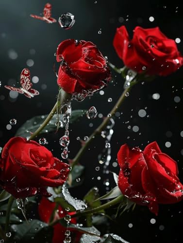 Peinture Diamant DIY Roses Romantiques Anti-Stress Grande Toile 90x120cm