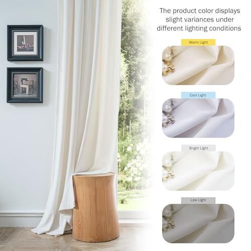 Image of Beauoop Cream Velvet Curtains 84 Inches Long 2 Panels for Bedroom Living Room Soft Luxury Room Darkening Thermal Insulated Soundproof Rod Pocket Window Treatments Drapes, 52X84 Set of 2