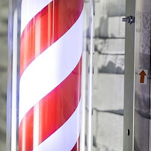 Poste de barbero LED cromado brillante de pared con tiras giratorias para salón de belleza 5