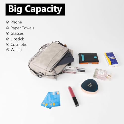 Crossbody Purses for Women, Triple Zip Leather Crossbody Bag Shoulder Handbags Womens Wallet with Wide Strap3