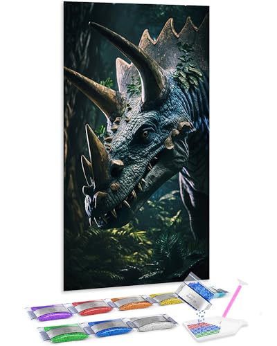 Kit Jumpdot de pintura de diamante 5D de dinosaurio para decorar paredes aburridas de 70x40 cm