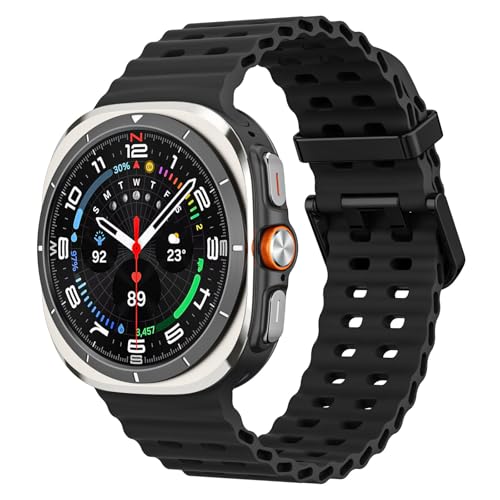 MoKo Sport Band Compatible with Samsung Galaxy Watch Ultra Band 47mm (2024) Women Men, Breathable Soft Silicone Waterproof Watch Strap Accessories for Samsung Watch Ultra Band, Black