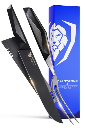 Dalstrong - Shadow Black Series - Cuchillo de acero HC alemán con revestimiento de nitruro de titanio negro, Acero HC alemán con revestimiento de nitruro de titanio, de alto carbono 7CR17MOV-X Super-acero, mango G10, embalaje premium, certificado NSF