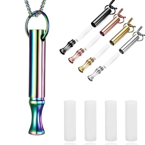 LAMKHOO Breathing Necklace to Quit Smoking and Vaping - Refillable Essential Oil Diffuser, Fidget Necklace for Anxiety Relief, Smokeless Inhaler with 4 Cotton Pods