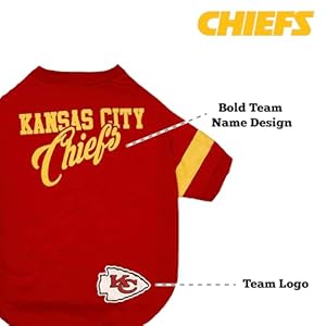 Nfl kansas city chiefs t shirt for dogs cats small football dog shirt for nfl team fans new updated fashionable stripe design durable cute sports pet tee shirt outfit  urban country home decor