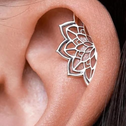 Helix Earrings Boho Lotus Gothic Halloween Cartilage Earrings for Women Hidden Helix Earring Halloween Gothic jewelry Accessories for Party Outfits Trendy Jewelry Gifts2