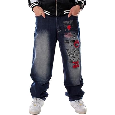 LUOBANIU Men's Y2K Hip Hop Style Baggy Jeans Denim Loose Fit Vintage Embroidered Dance Skateboard Pants 6002 30 Cover
