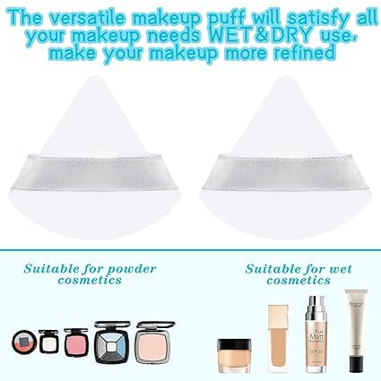 Image of Triangle Powder Puff Face Cosmetic Powder Puff Washable Reusable Bake Loose Powder Cosmetic Foundation Sponge Mineral Powder (6 Pcs White Triange Puff)
