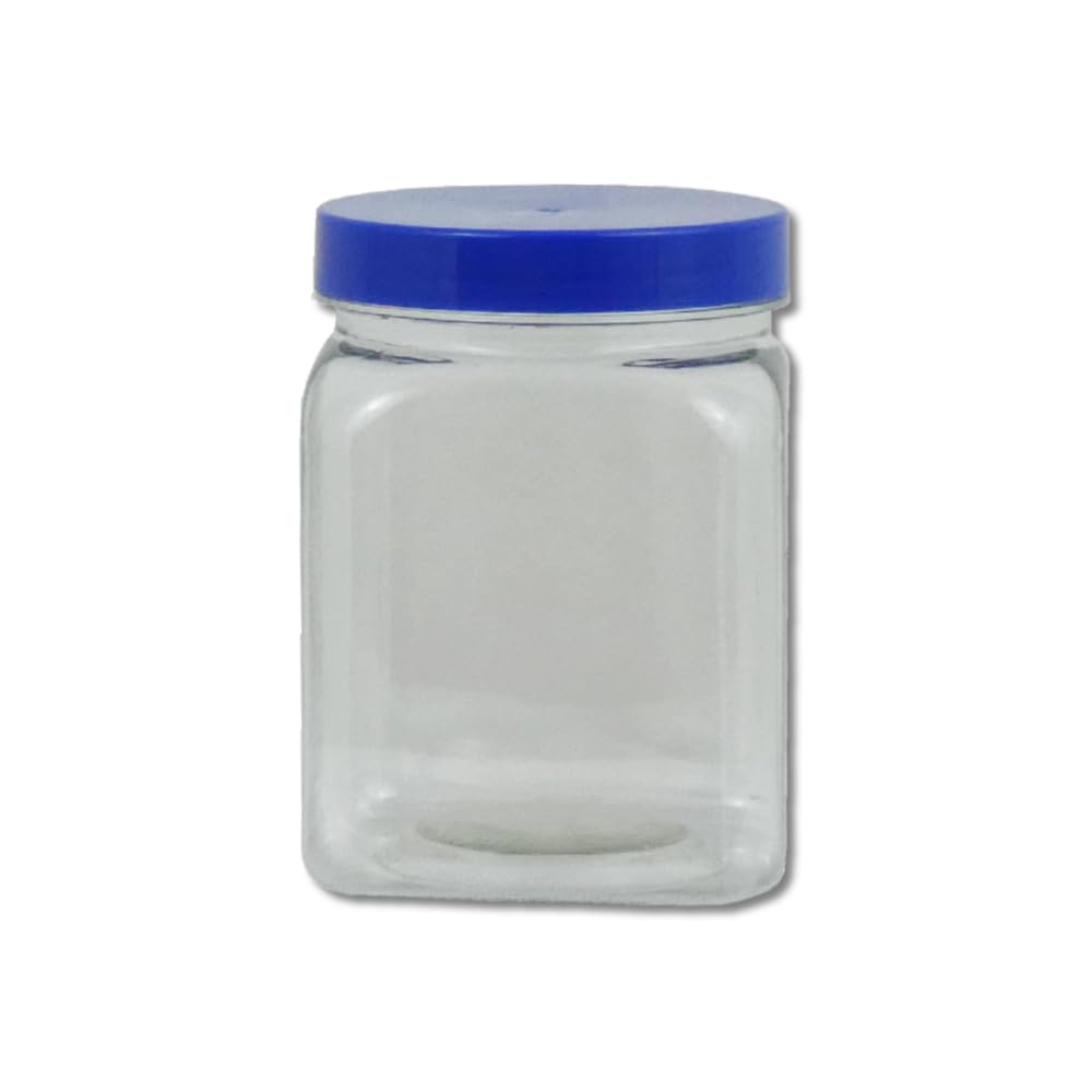 Lubrisolve Clear Plastic Storage Jar Style, Size and Colour Options (450, Square Blue Lid, 1, SQR450B) — image 1