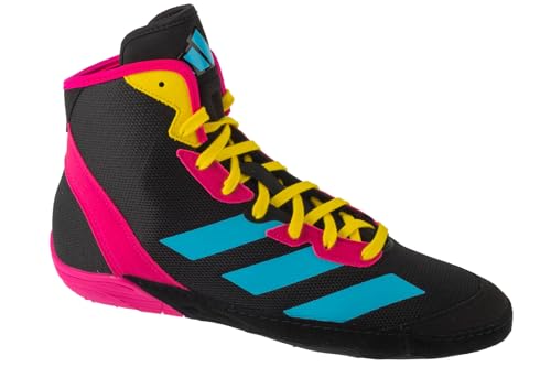 adidas Uomo Adizero Wrestling Shoes, Core Black/Signal Cyan/Shock Pink, 42 2/3 EU