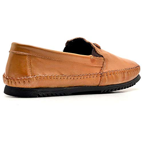 Ki 2 Pares Sapatilha Masculina de Couro Legitimo Mocassim (43, Café e Cappucino)
