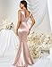 MUXXN Women's 1950s Sleeveles Retro Crew Neck Satin Long Maxi Formal Gowns and Evening Dresses Light Pink XL
