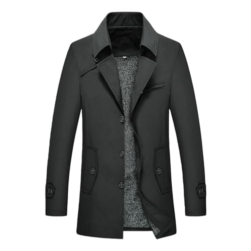 Trench noir homme coupe ajustée XS épais veste automne hiver longue