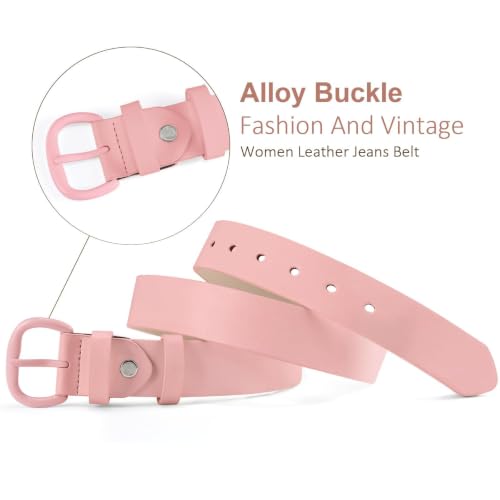 Image of WHIPPY Women Leather Belt for Jeans Pants Dresses Black Ladies Waist Belt with Pin Buckle